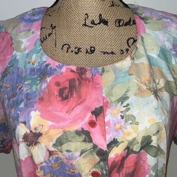 Vintage 80s Floral Midi Dress - Picture 4 of 14